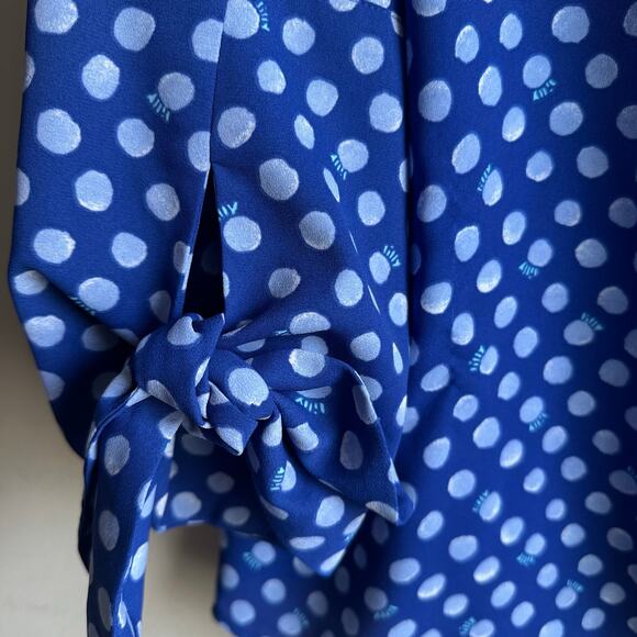 Lilly Pulitzer Langston Polka Dot Blouse Top Blue S - Picture 4 of 8